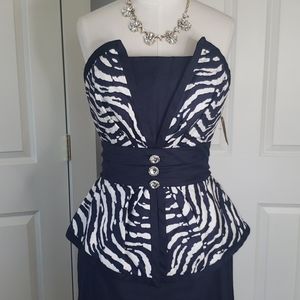 Vintage Gibbs Louis Strapless Peplum Dress, Never worn, Tags Still on